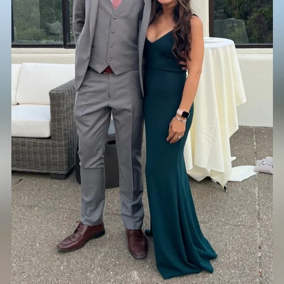 Lulu’s Infinite Glory Forest Green Maxi Dress S - Picture 3 of 13